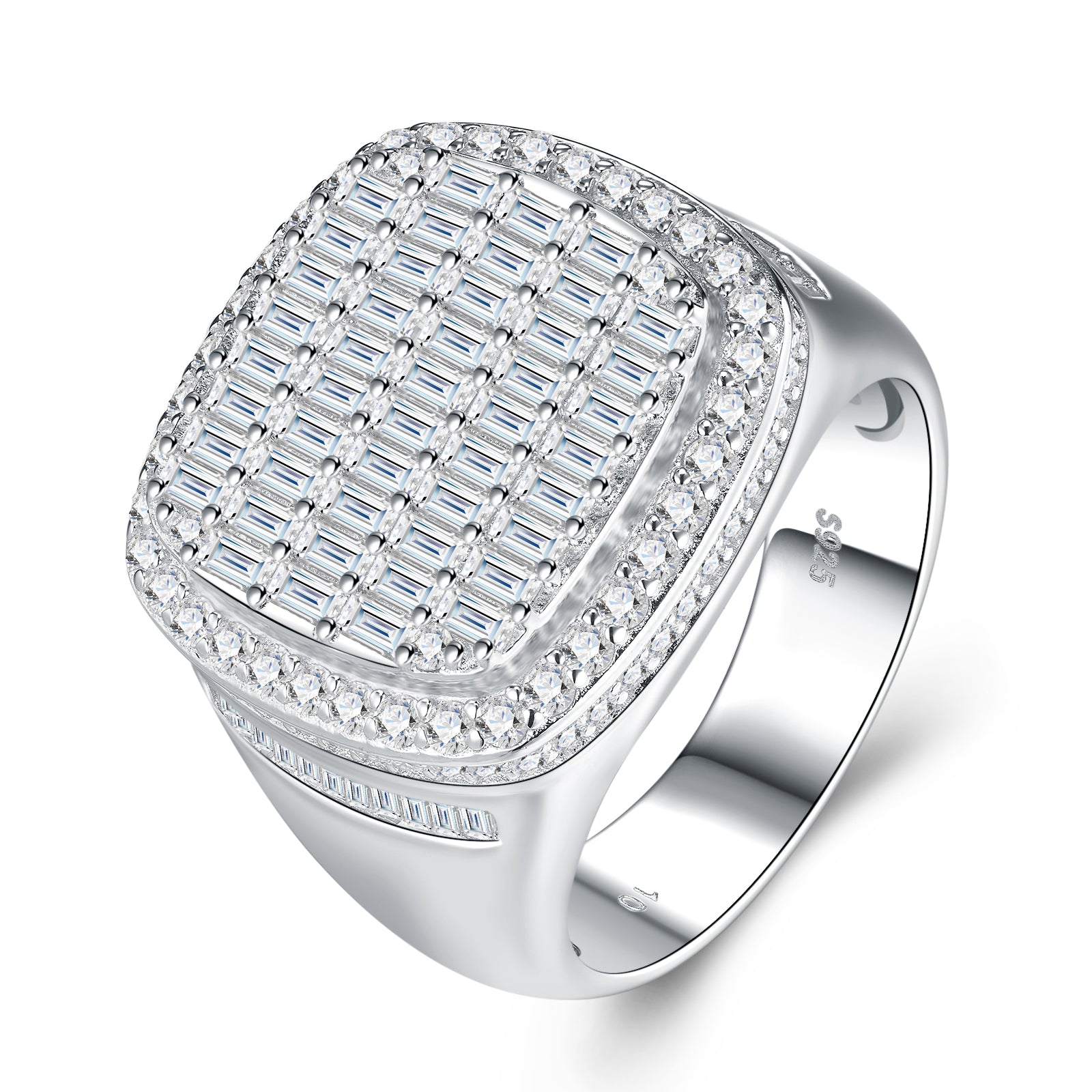 Engraved With Top-quality Moissanite, This Luxurious And Fashionable Minimalist Jewelry Set Features Exquisite Silver Accessories For Men. Made Of S925 Silver With Electroplated Platinum.