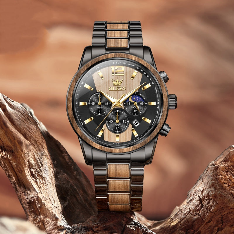 Herrenuhr Quarz mit Kalender und sechs Zeigern