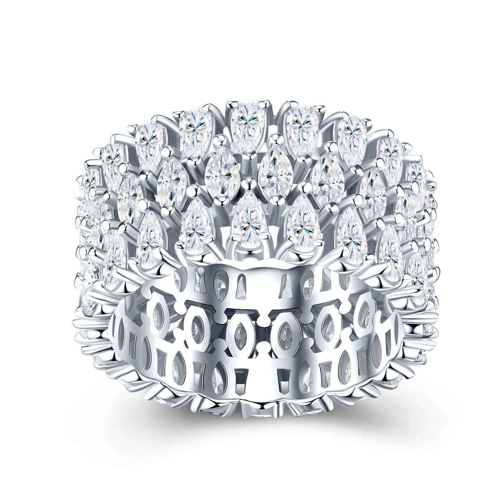 A Luxurious And Fashionable Minimalist Jewelry Ring Featuring Top-quality Moissanite, Made Of S925 Silver Electroplated With Platinum.