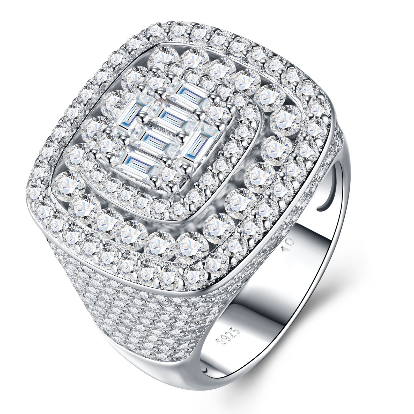 Engraved With Top-quality Moissanite, This Luxurious And Fashionable Minimalist Jewelry Set Features Exquisite Silver Accessories For Men. Made Of S925 Silver With Electroplated Platinum.