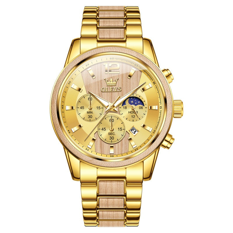 Herrenuhr Quarz mit Kalender und sechs Zeigern