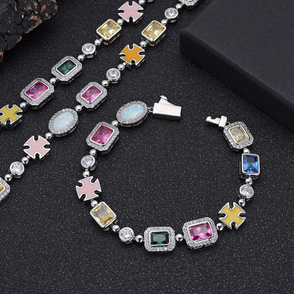 New Hip Hop Color Gemstone Women's Necklace