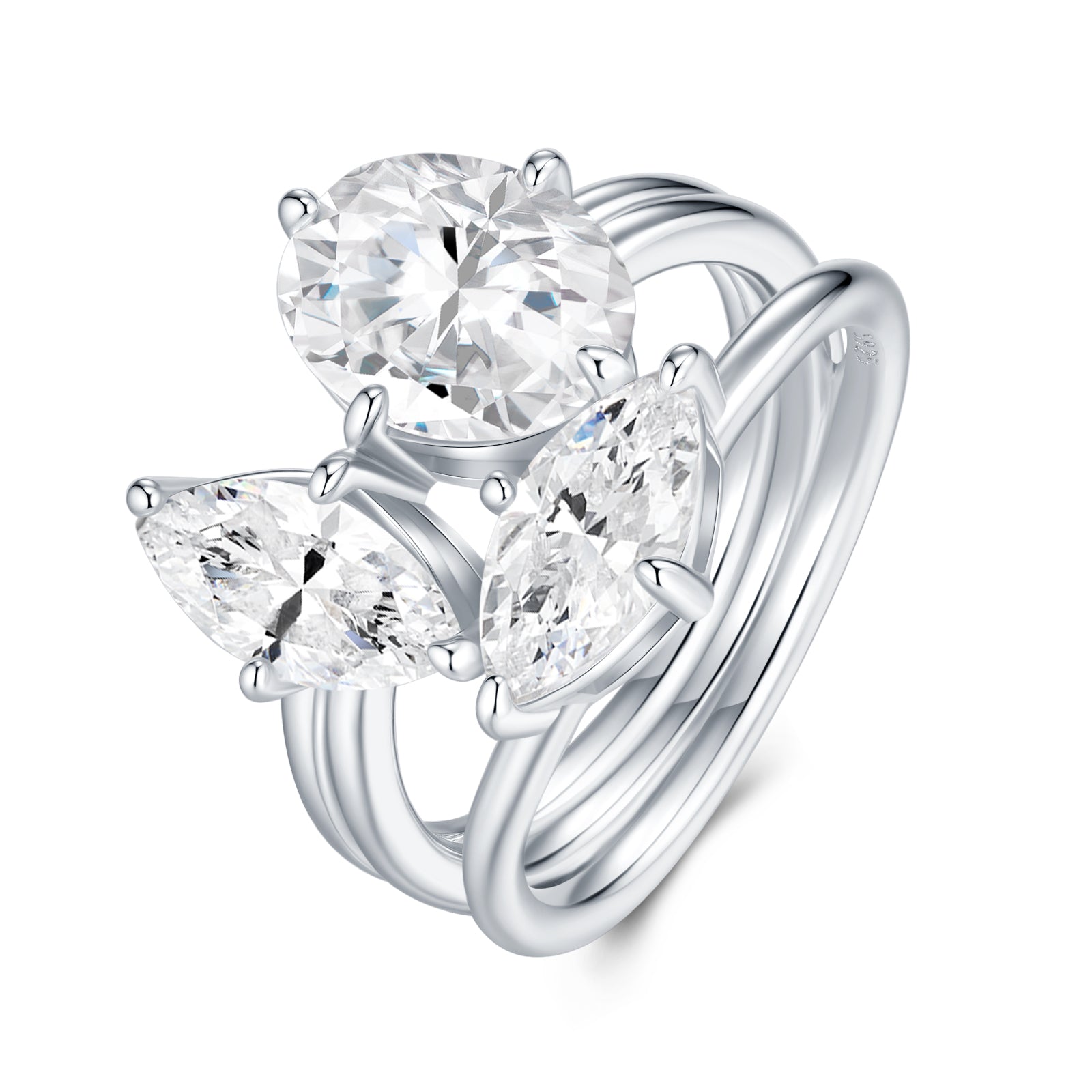 A Luxurious And Fashionable Minimalist Jewelry Ring Featuring Top-quality Moissanite, Made Of S925 Silver Electroplated With Platinum.